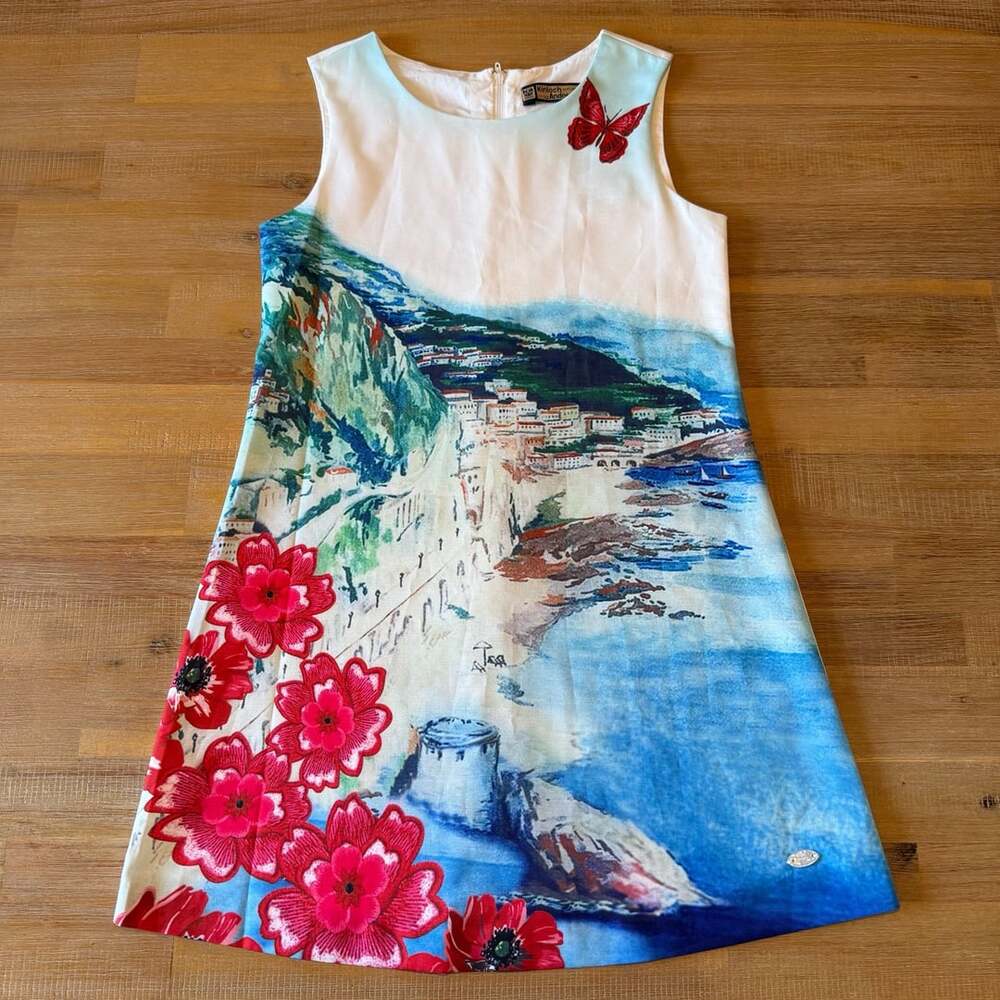 Kinloch Anderson Girls Dress White Mediterranean Coastal Scenic Butterfly 11